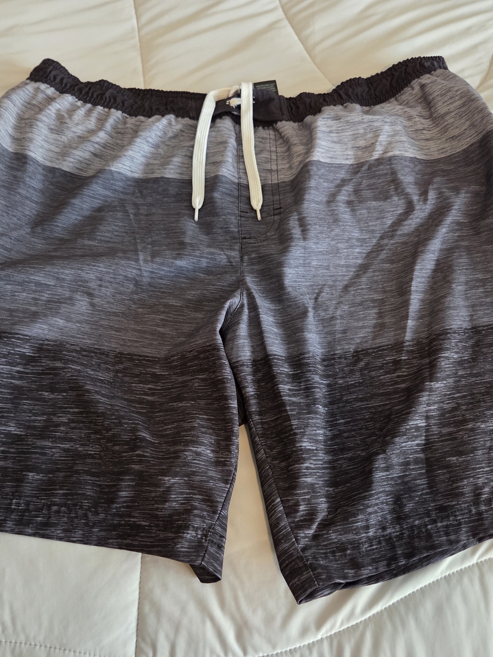 RBX XL Men's Gray Ombre Swim Board Shorts with White Drawstring